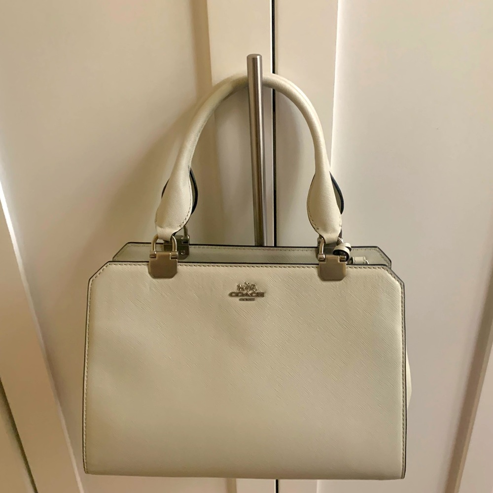 Coach Saffiano Leather Tote - Stone (White)